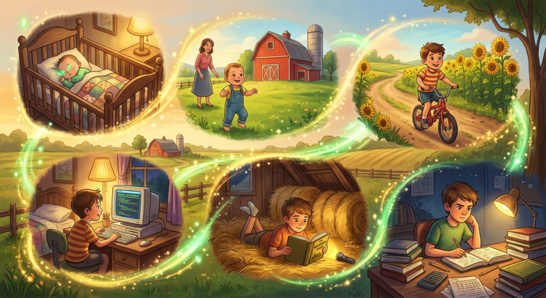 A childhood in spirals - from crib to farm to sunflower roads