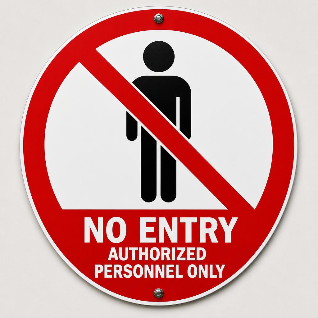 Warning sign representing firm boundaries